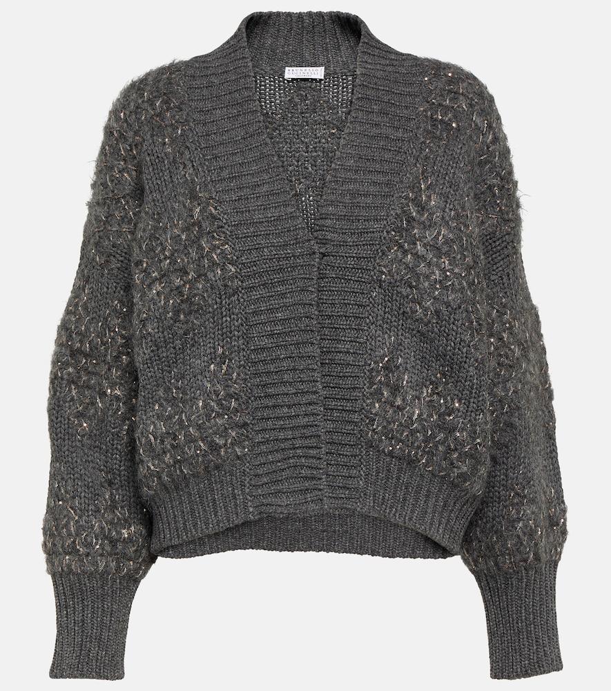 brunello cucinelli wool, cashmere, and silk cardigan