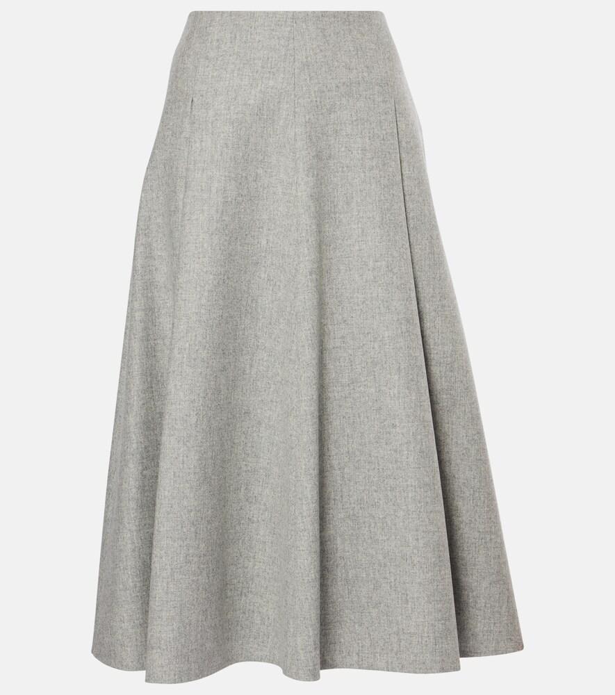 brunello cucinelli wool and cashmere flannel midi skirt