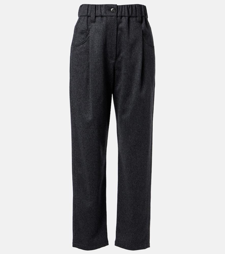 brunello cucinelli wool straight pants