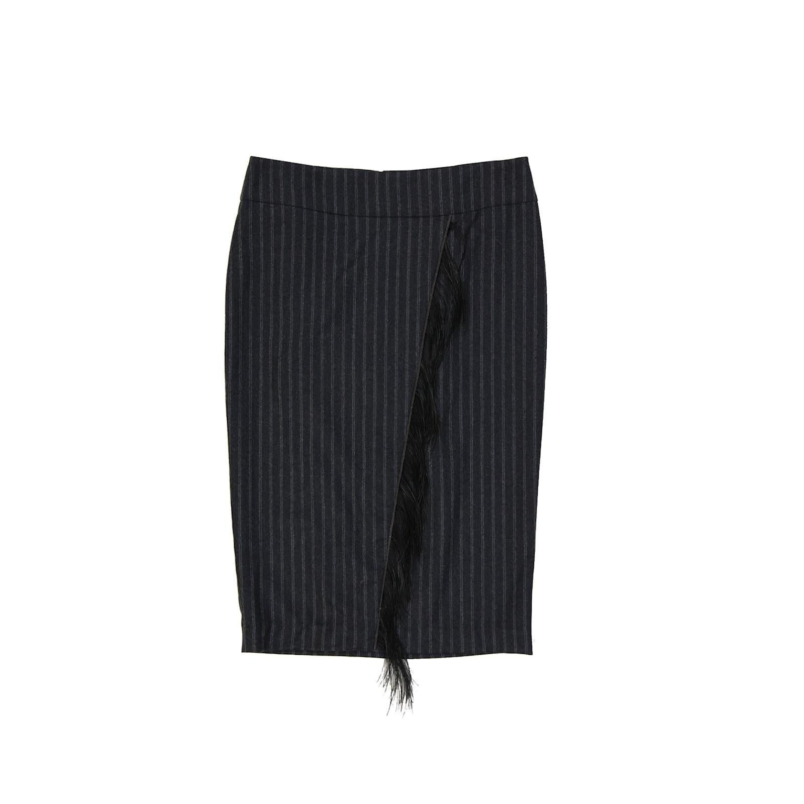 brunello cucinelli wool striped skirt