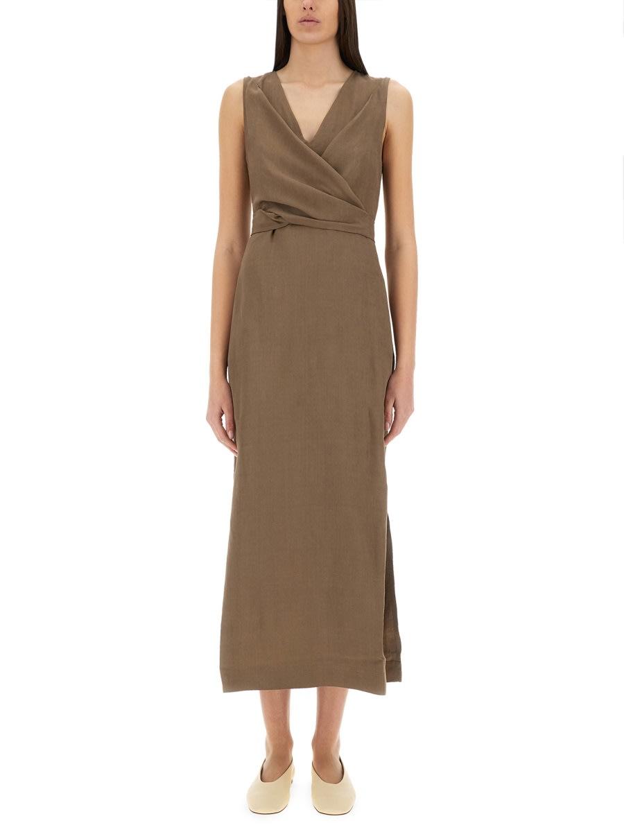 brunello cucinelli wrap-effect dress