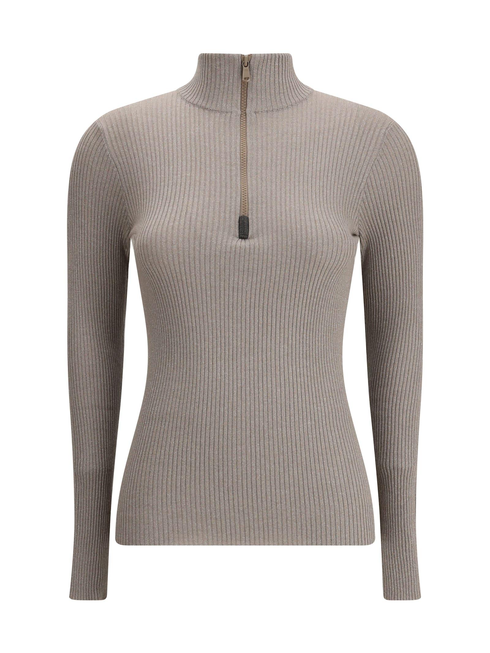 brunello cucinelli zipped high neck top