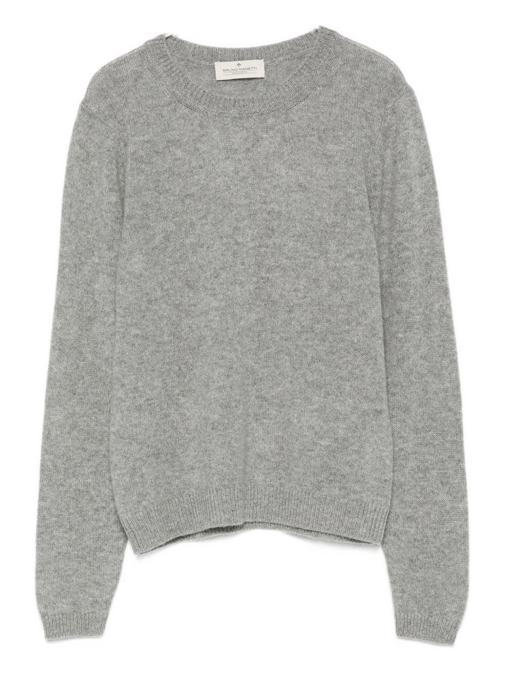 bruno manetti gray cashmere wool crewneck sweater