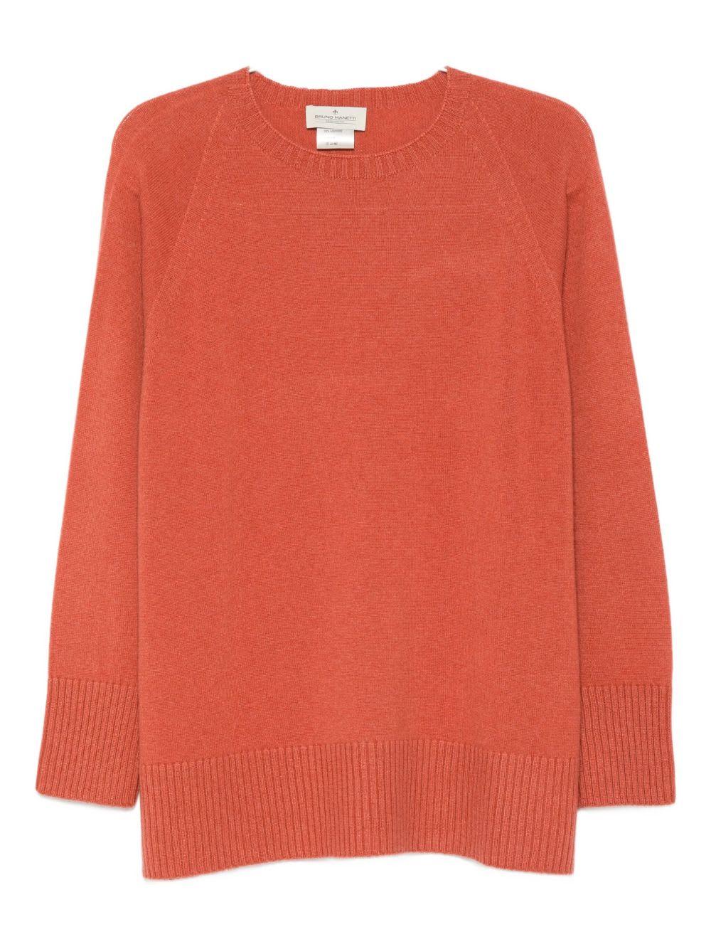 bruno manetti orange cashmere crewneck sweater