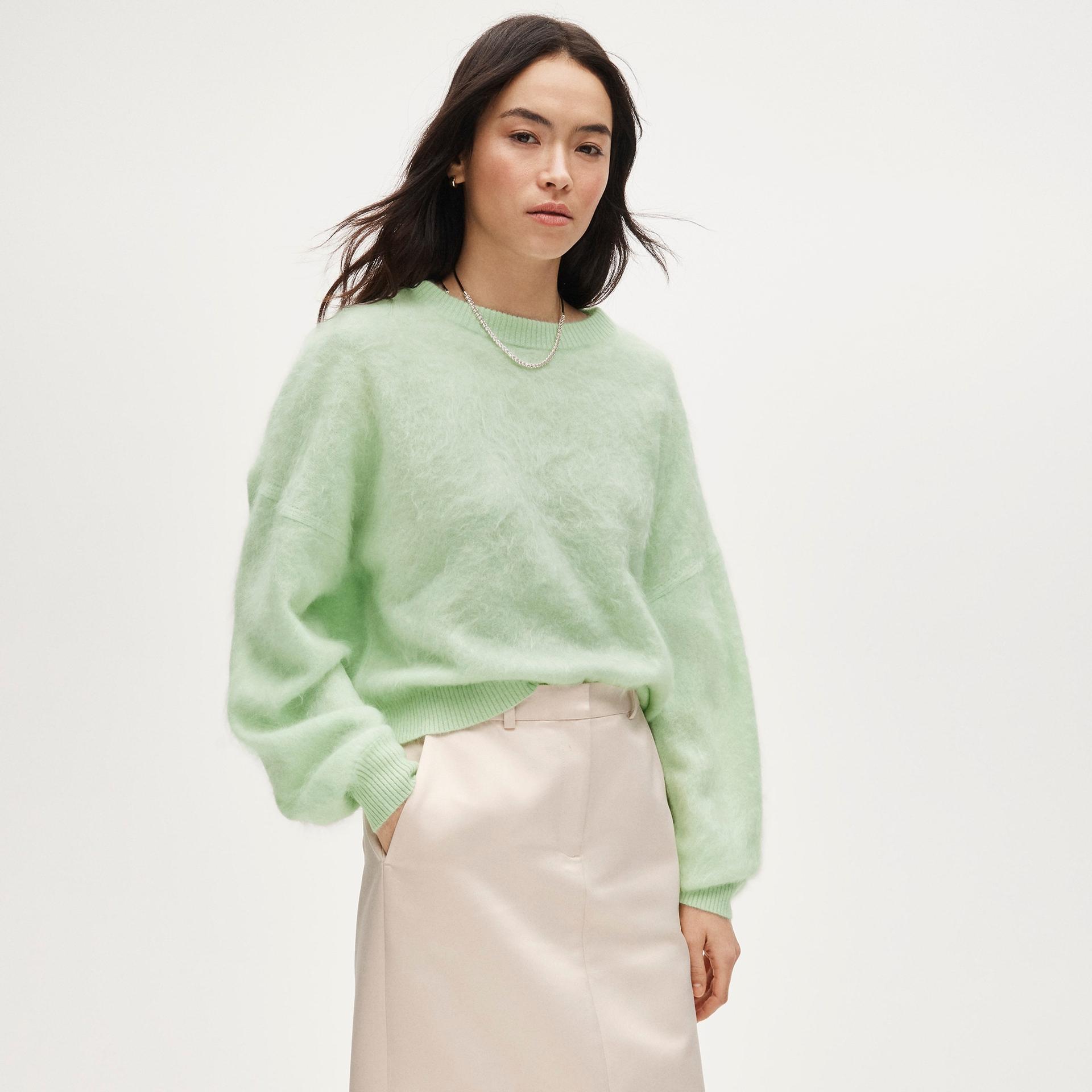 brushed cashmere blouson-sleeve sweater