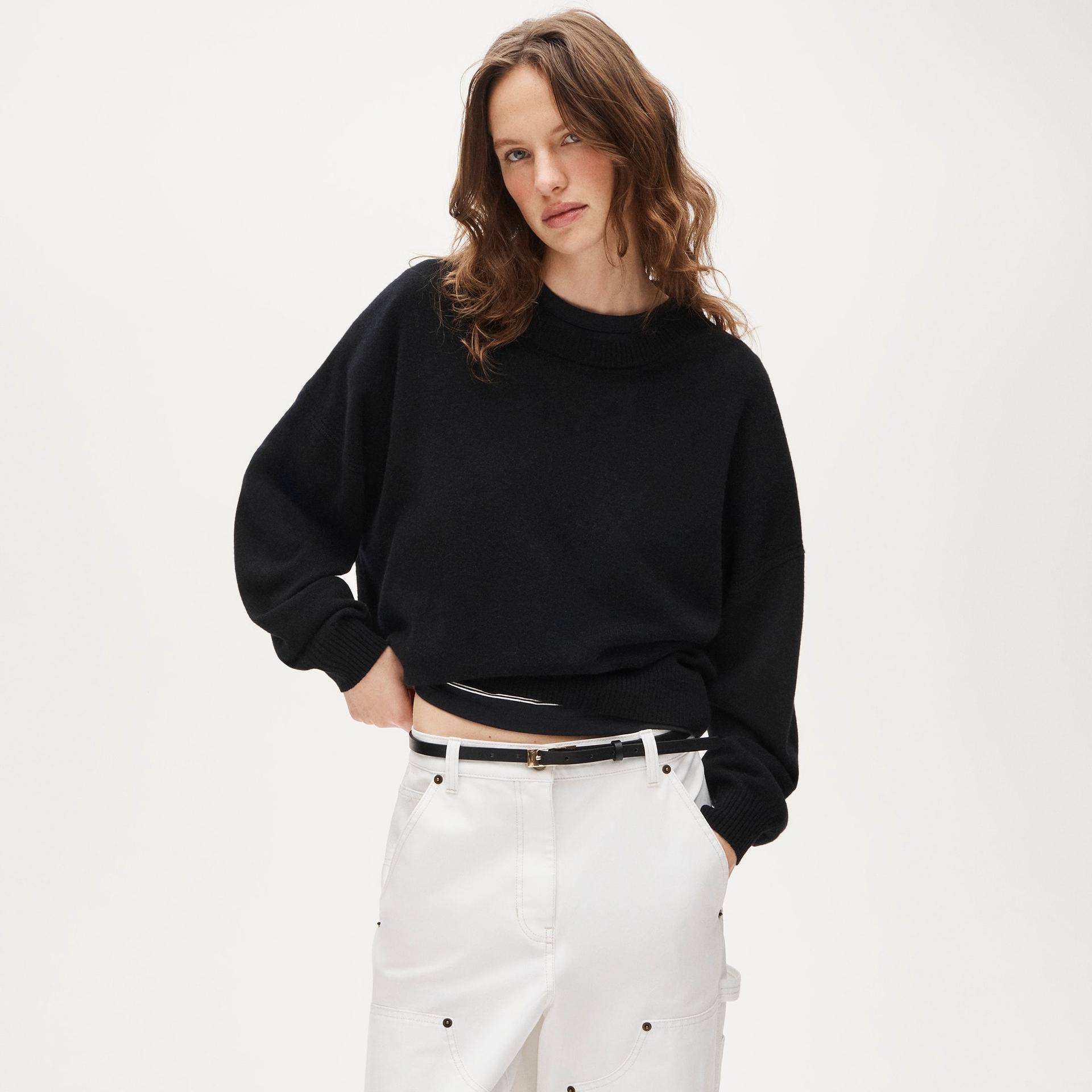 brushed cashmere blouson-sleeve sweater