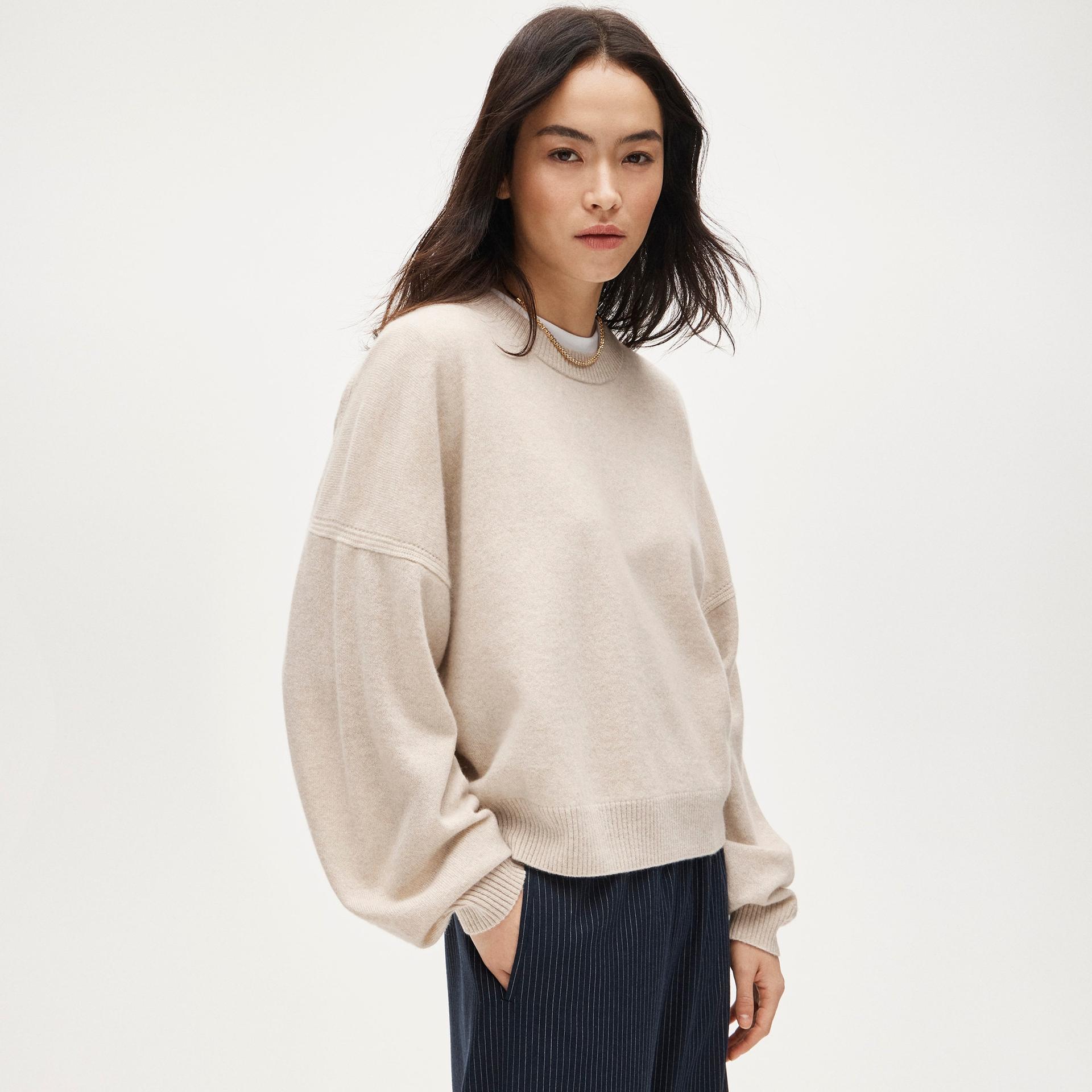brushed cashmere blouson-sleeve sweater