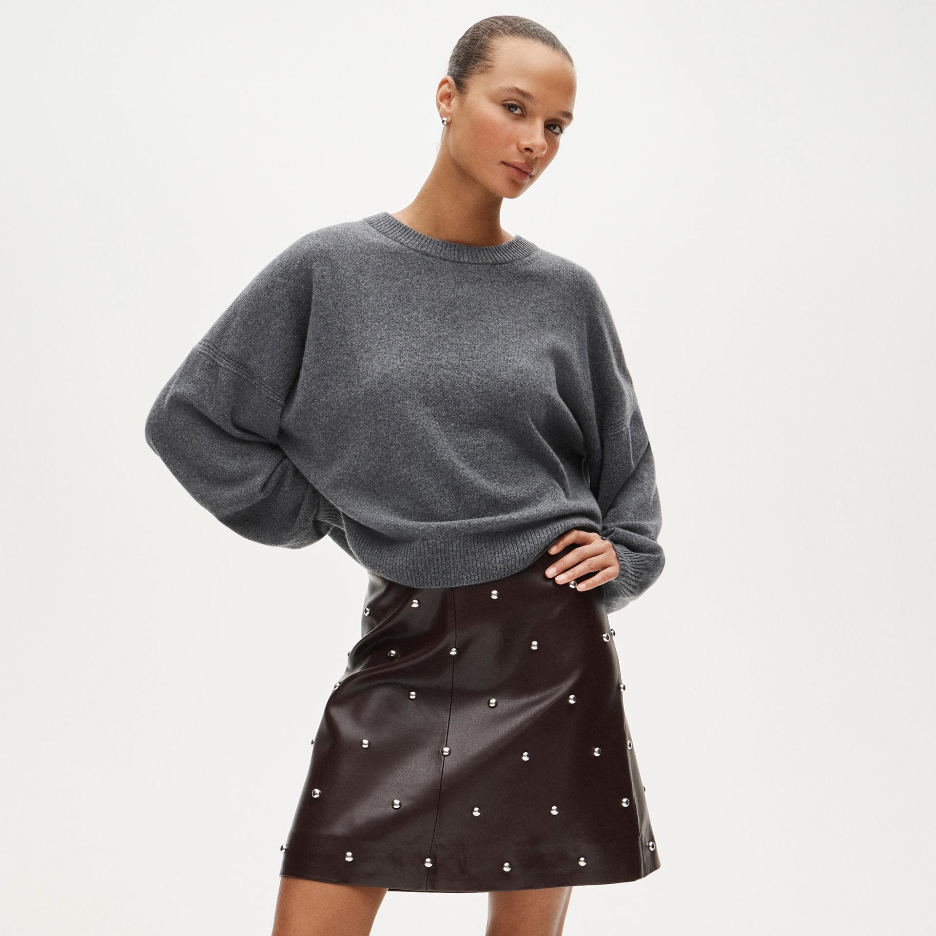 brushed cashmere blouson-sleeve sweater