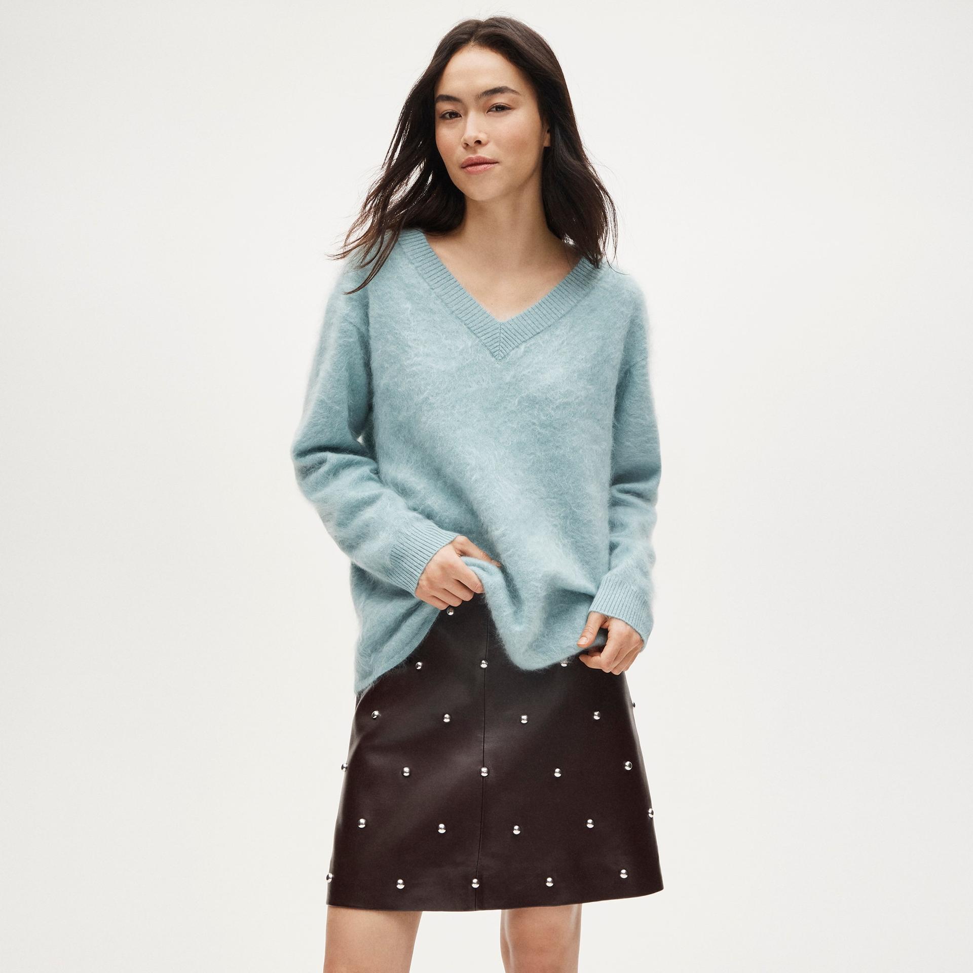 brushed cashmere relaxed v-neck sweater