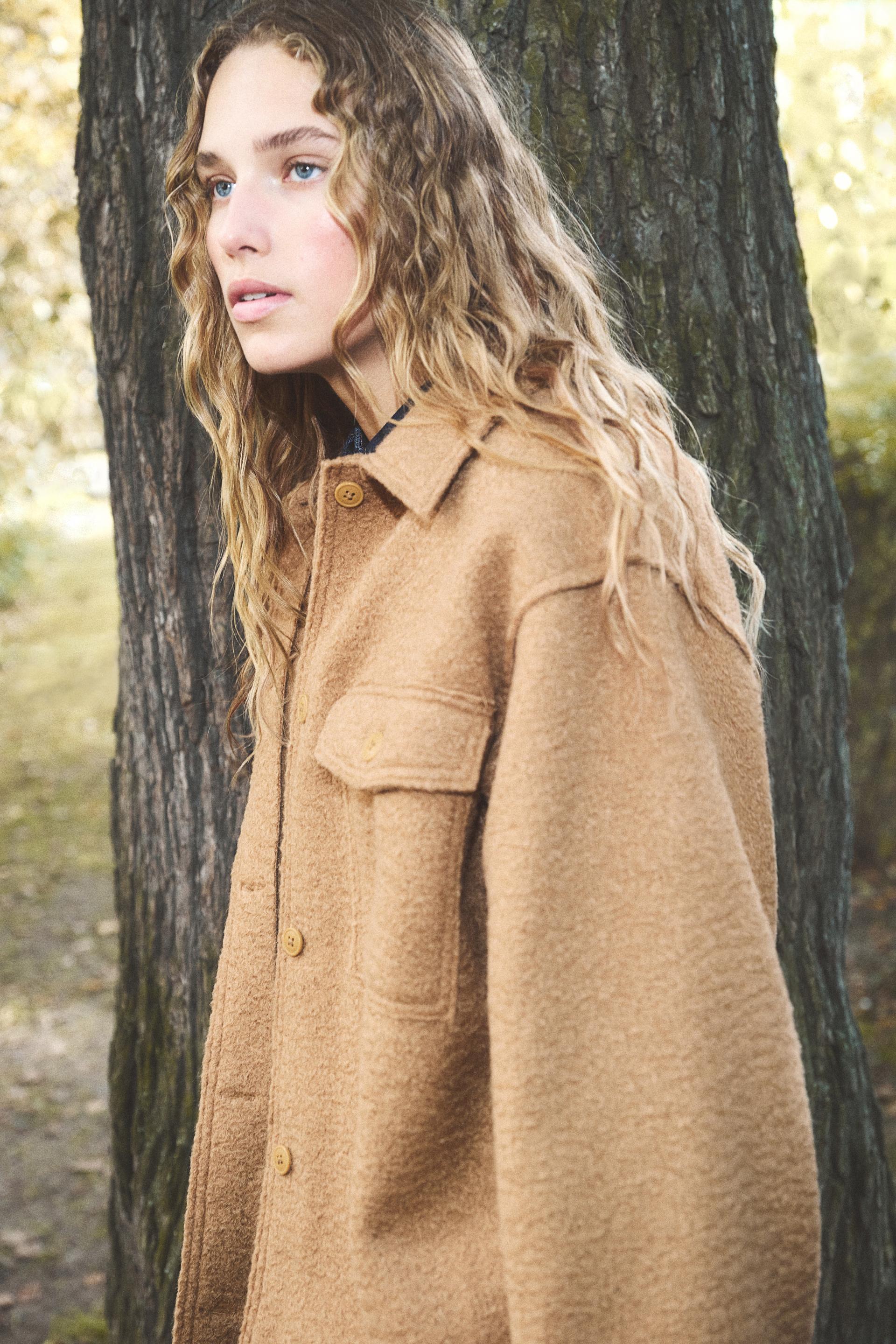 brushed-finish felted overshirt