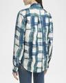 brushstroke check button down silk blouse