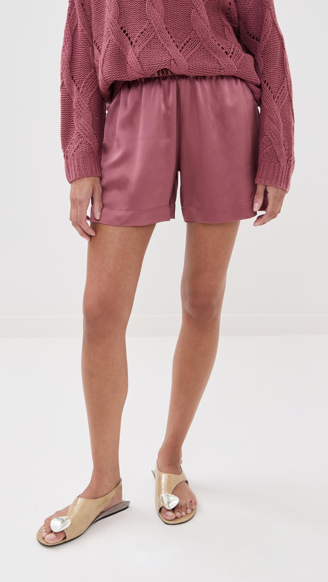 brynn short high rise pull on wide leg short in silk charmeuse