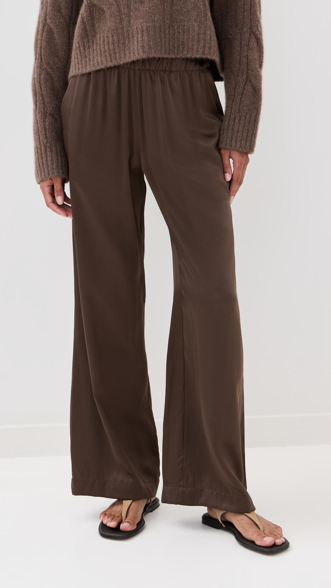 brynn silk high rise pull on wide leg pants