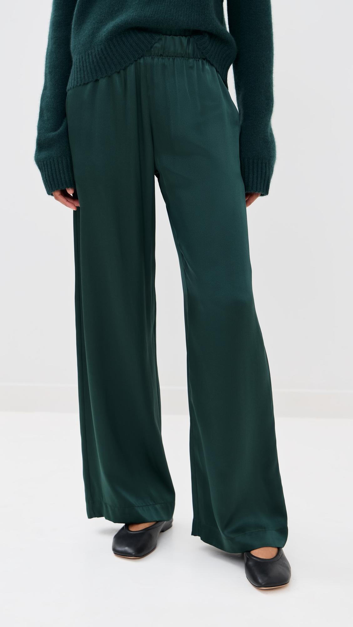 brynn silk high rise pull on wide leg pants