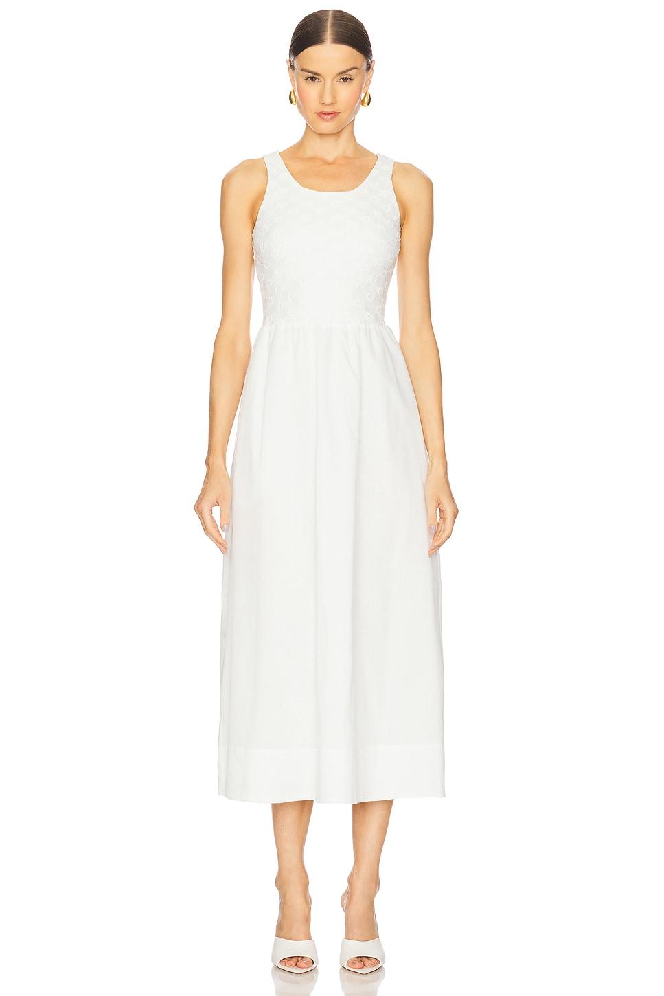 bryony lace poplin midi dress
