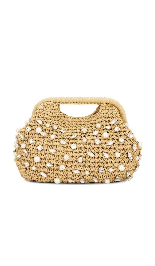 btb los angeles bardo crystal clutch in tan.