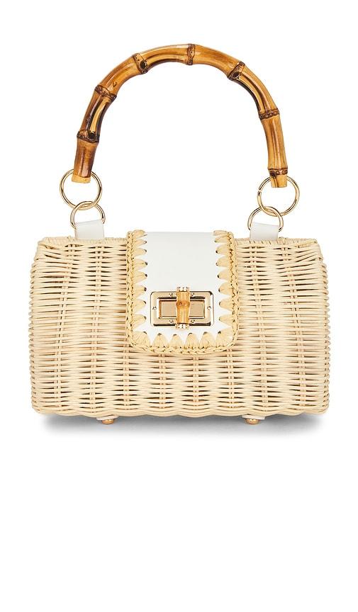 btb los angeles mason bamboo clutch in cream.