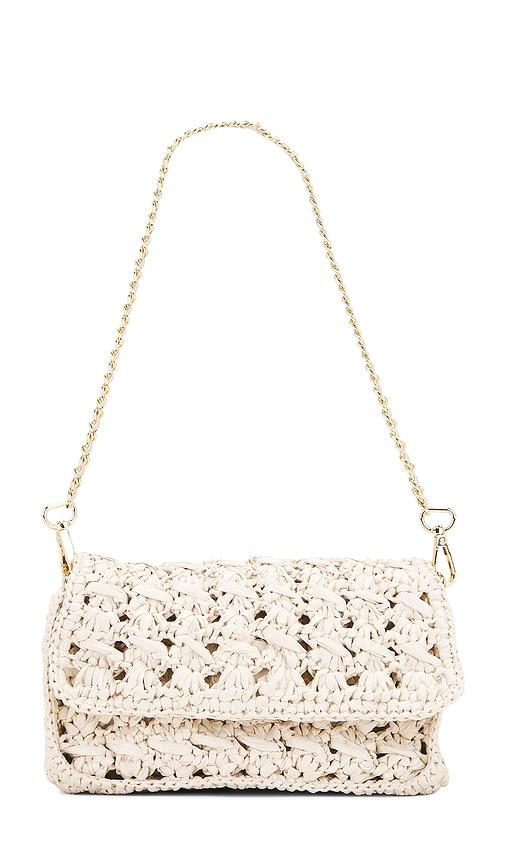 btb los angeles shiloh chain clutch in cream.