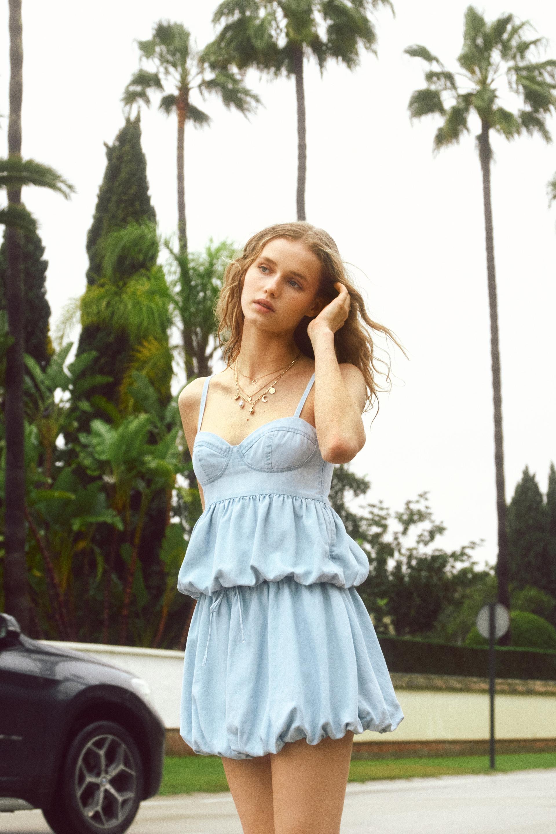 bubble-hem denim skirt