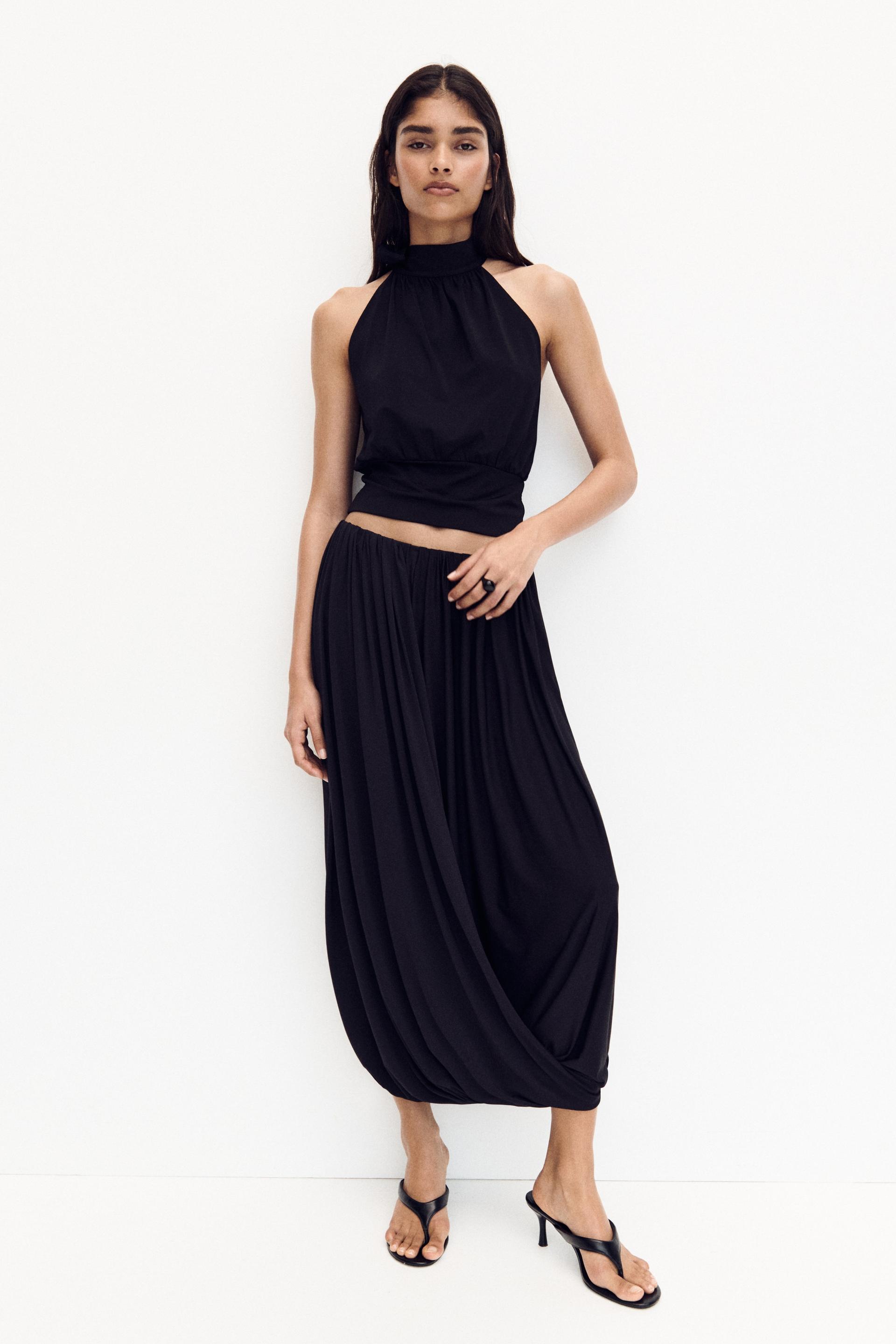 bubble-hem maxi skirt