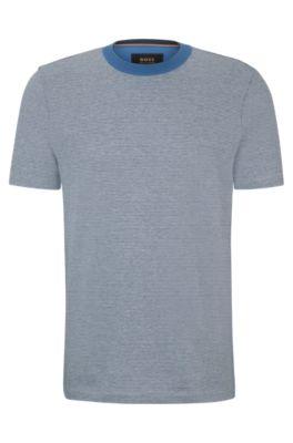 bubble-structure t-shirt in cotton and cashmere- dark blue men's t-shirts