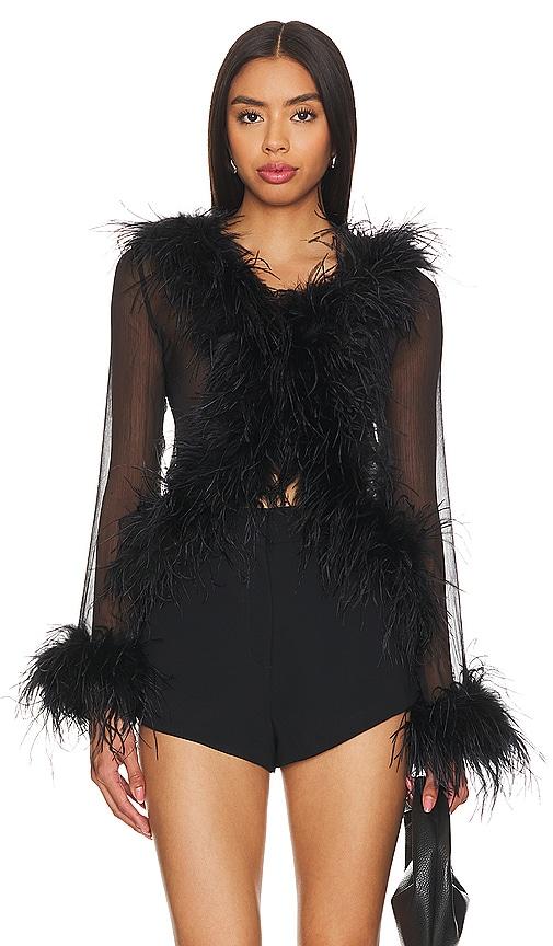 bubish gigi feather blouse in black.