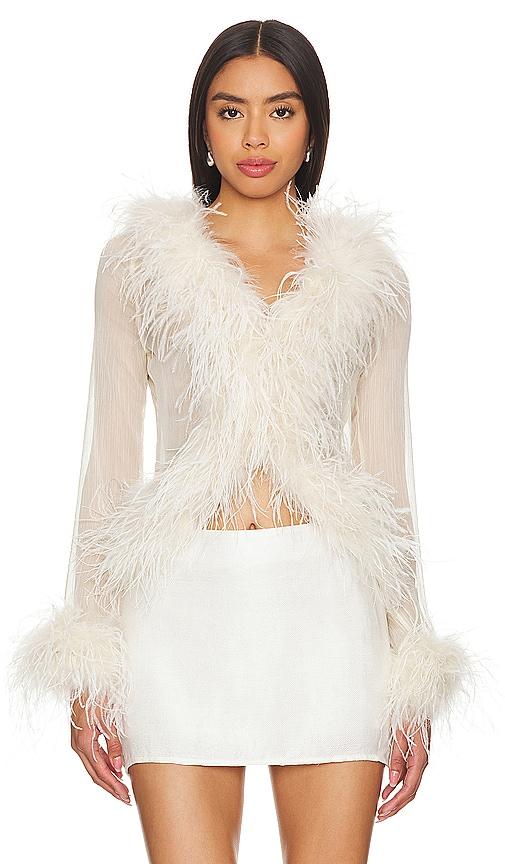 bubish gigi feather blouse in ivory.