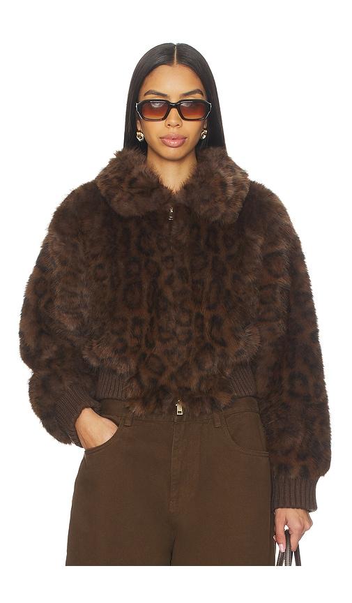 bubish hailey faux fur bomber in brown.