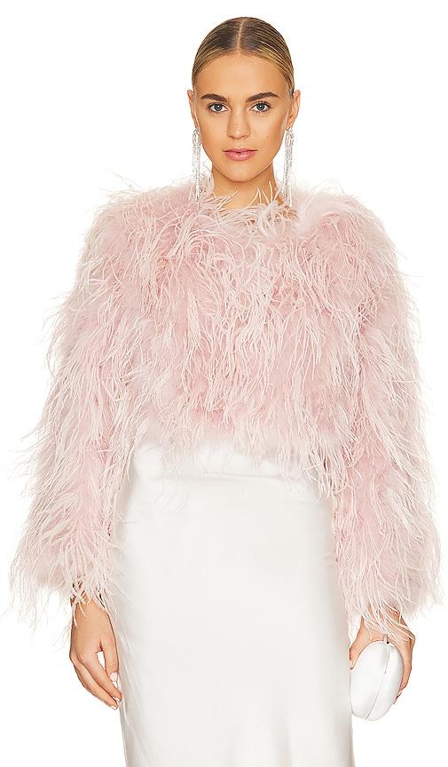 bubish lara feather jacket in pink.