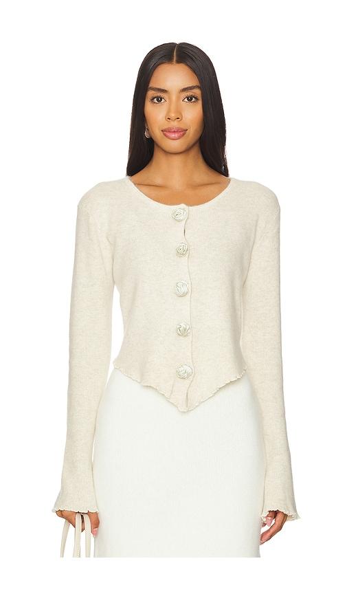 bubish rosette knit cardigan in ivory.