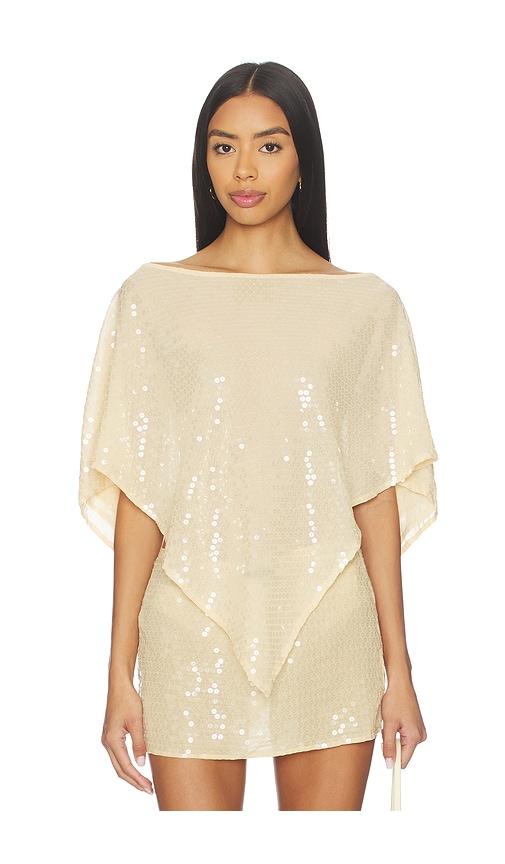 buci honeycrisp sequin poncho in yellow.