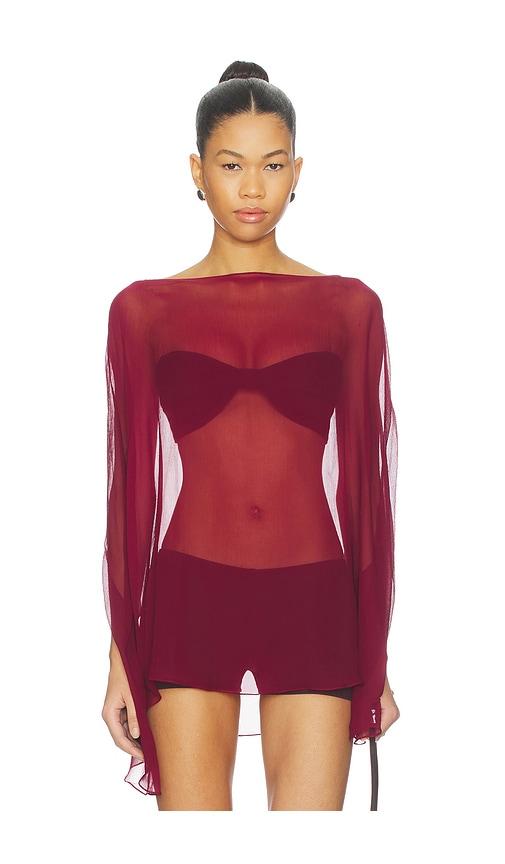 buci ibis poncho set in burgundy.