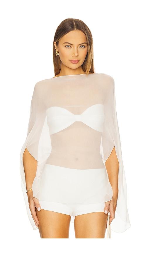 buci ibis poncho set in ivory.