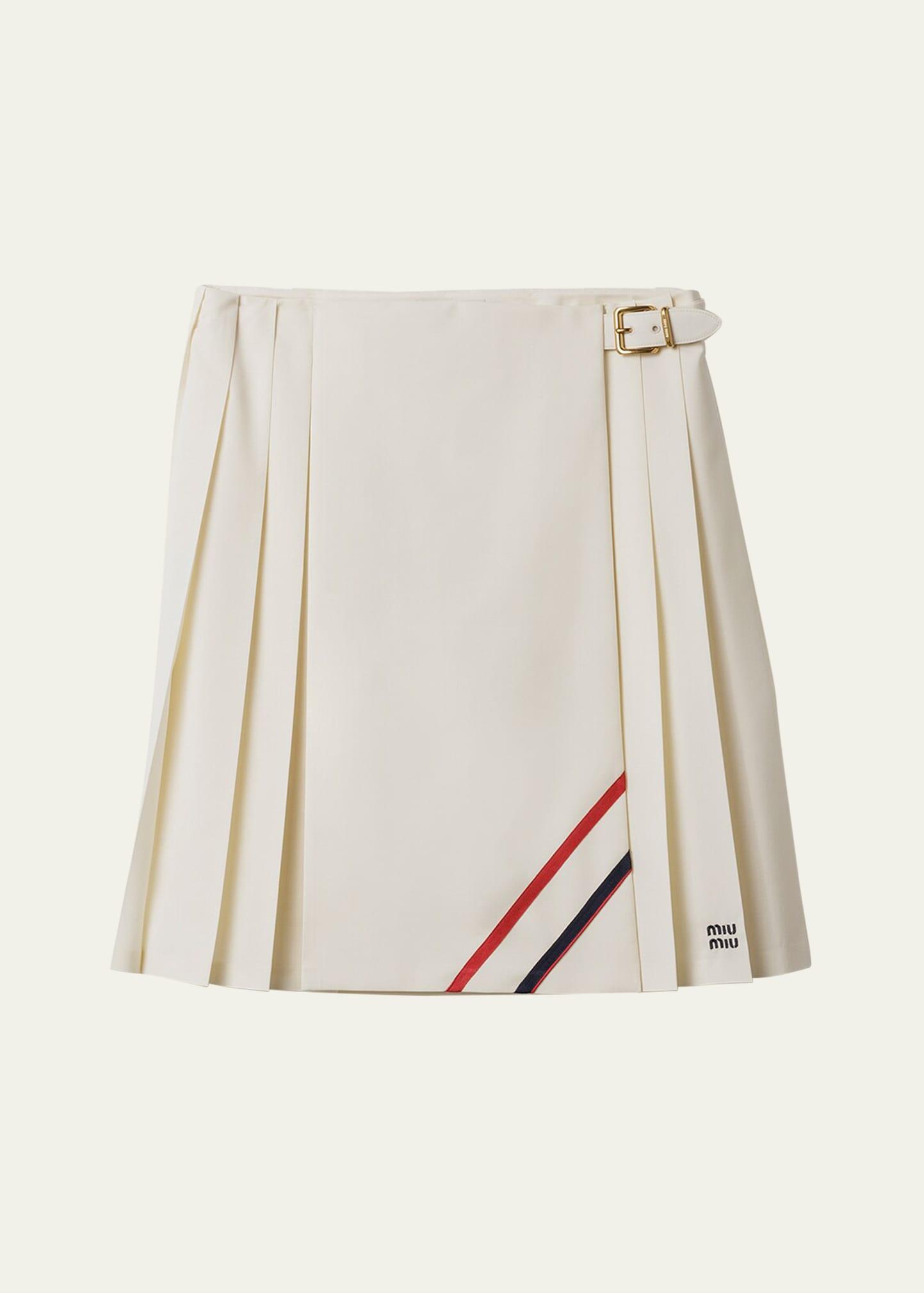 buckle pleated mohair skirt