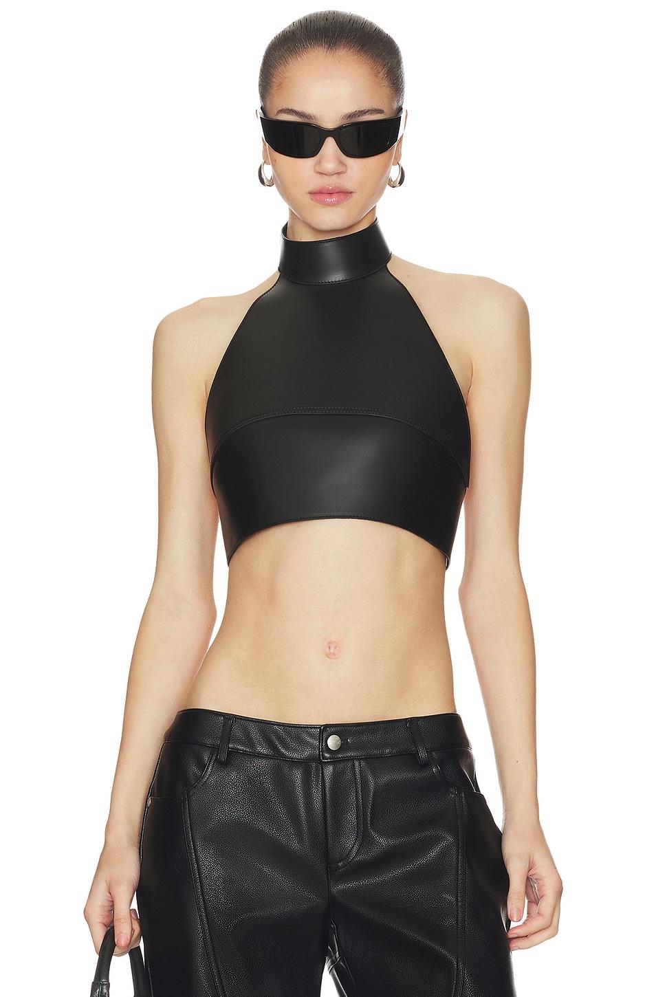 buckled leather bustier top