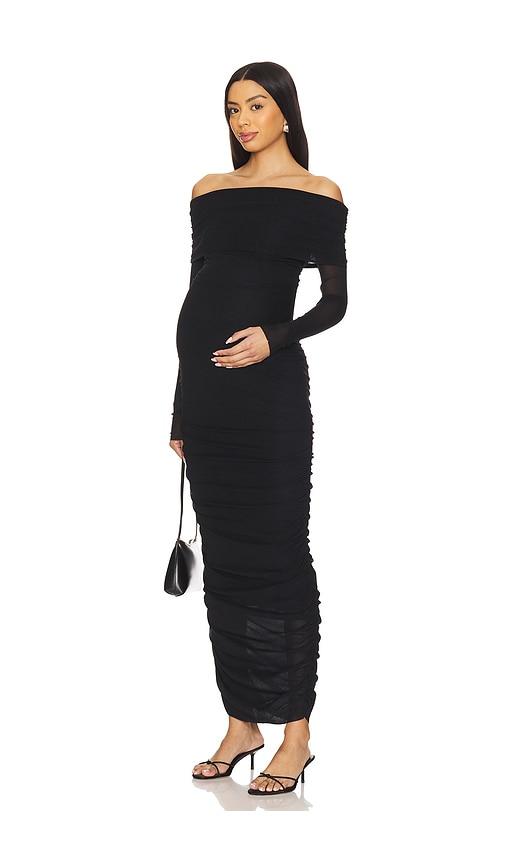 bumpsuit off the shoulder dress in black.