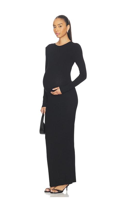 bumpsuit soft rib maxi dress in black.