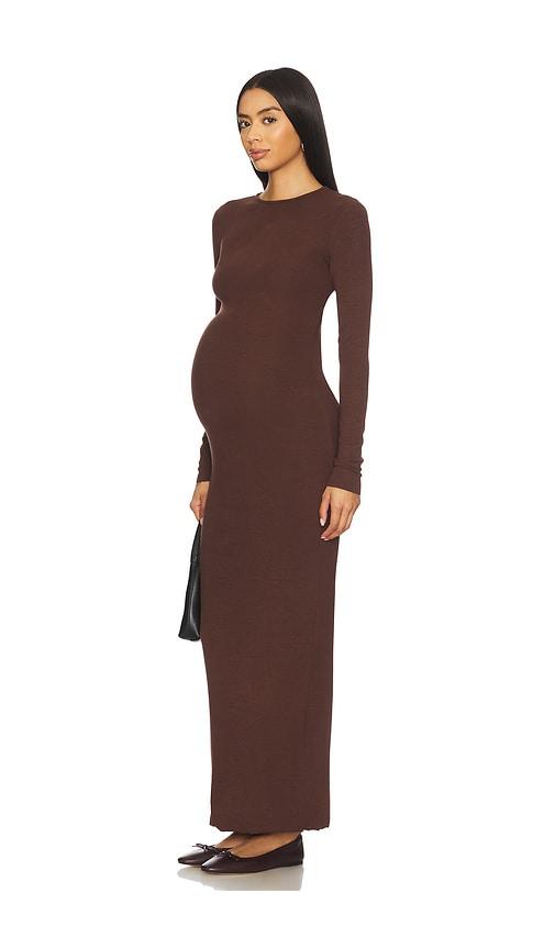 bumpsuit soft rib maxi dress in chocolate.