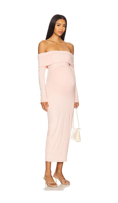 bumpsuit the alison midi dress in blush.