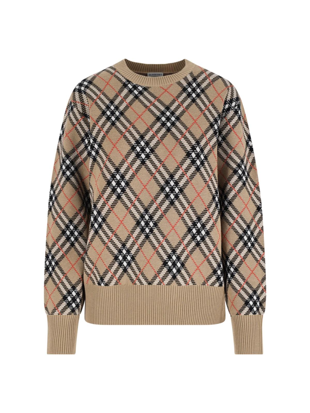 burberry 'check' crew neck sweater