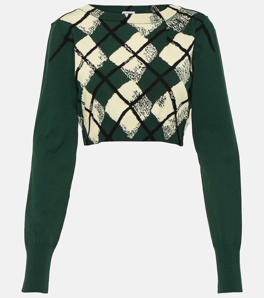 burberry argyle cropped cotton sweater