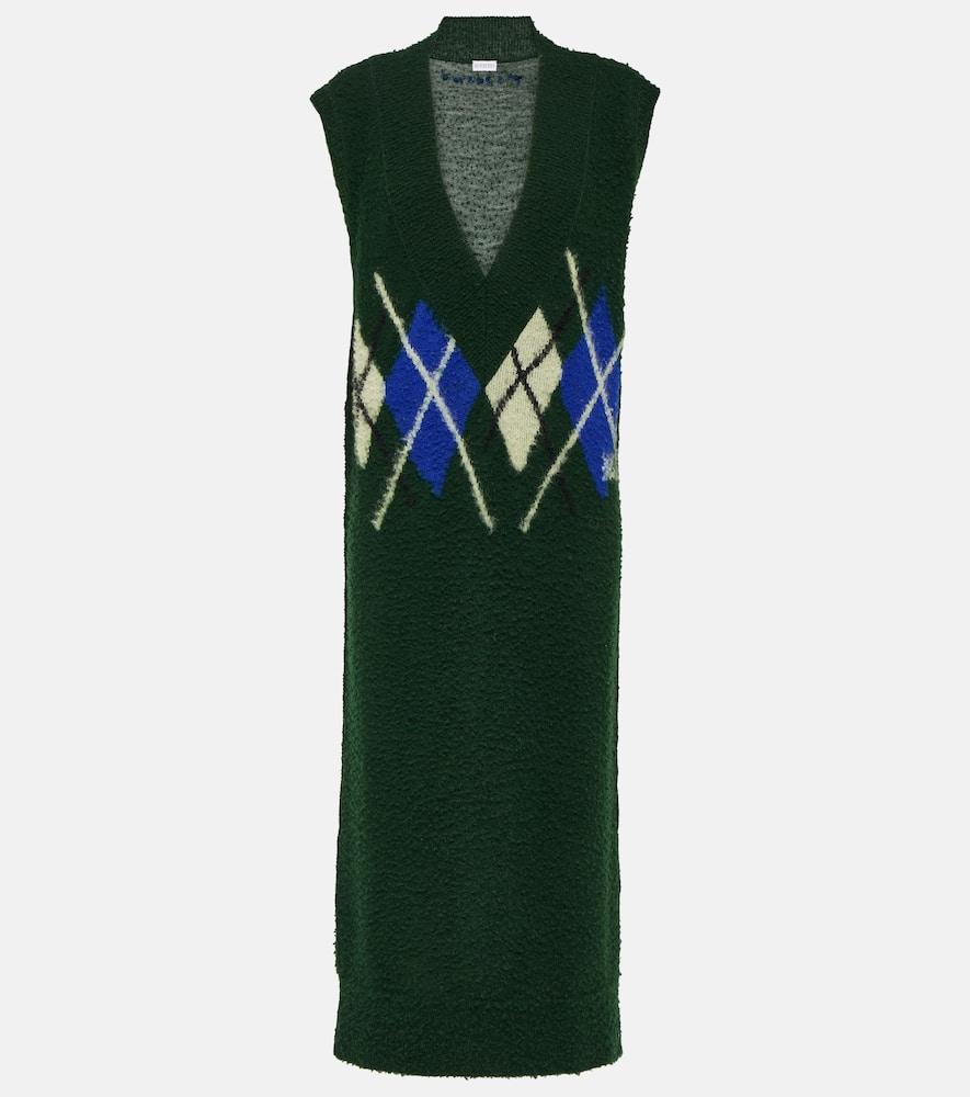 burberry argyle wool maxi dress