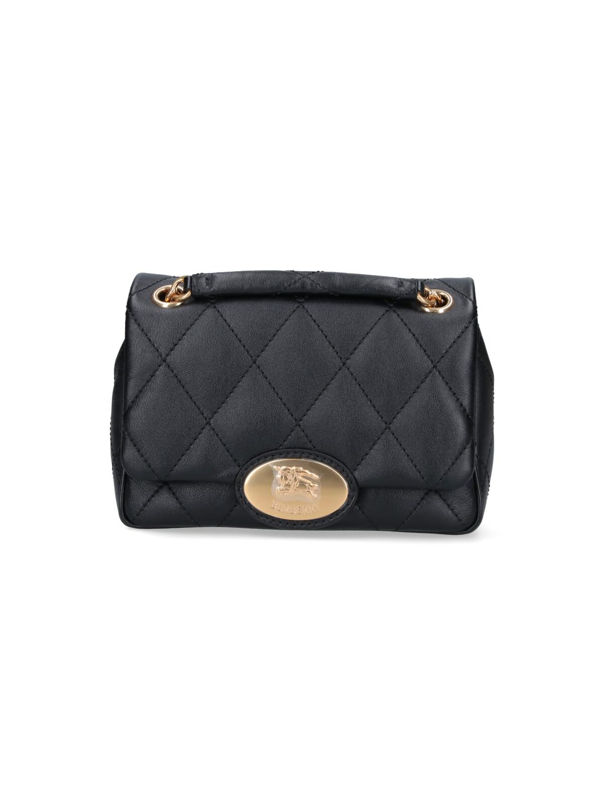burberry bags black calf grain leather - women
