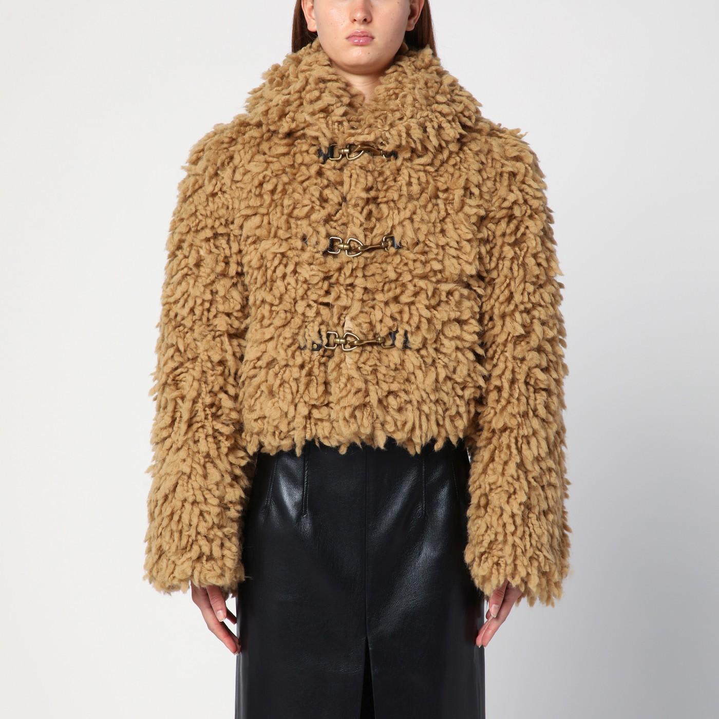 burberry beige wool-blend short jacket