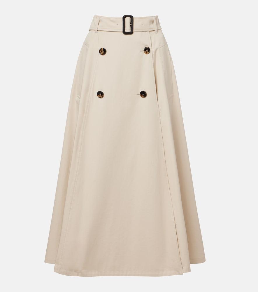 burberry belted cotton gabardine midi skirt