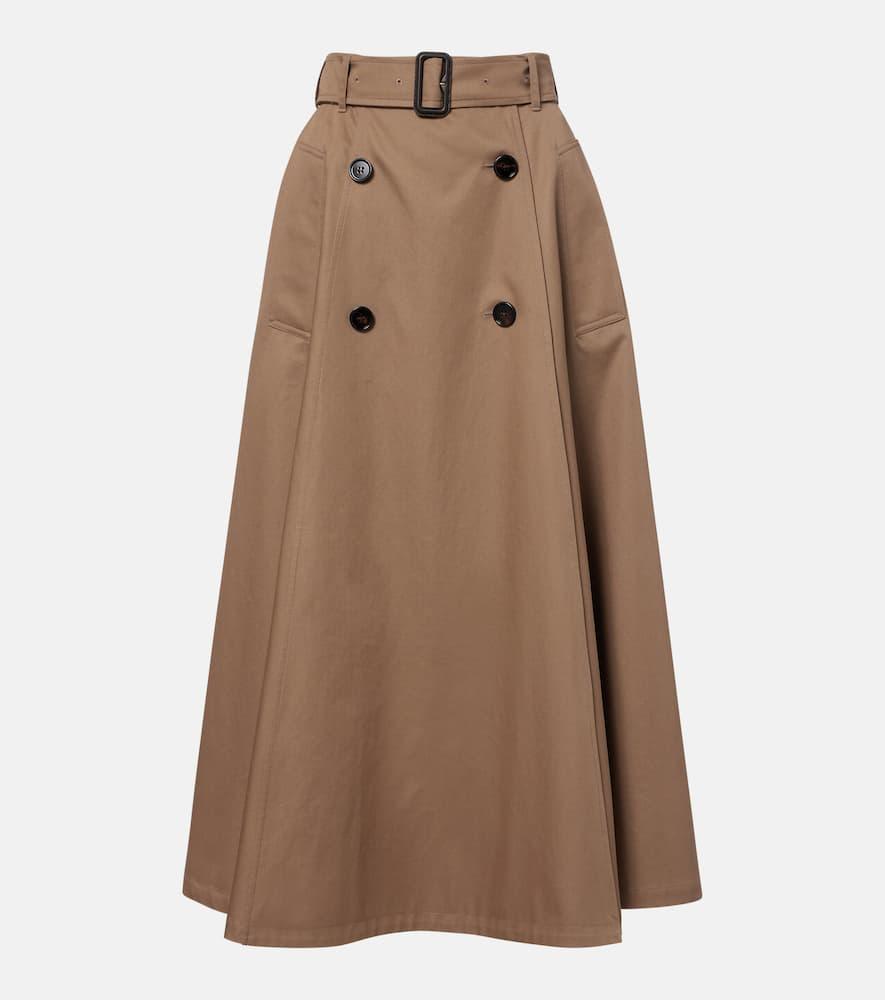 burberry belted cotton midi skirt