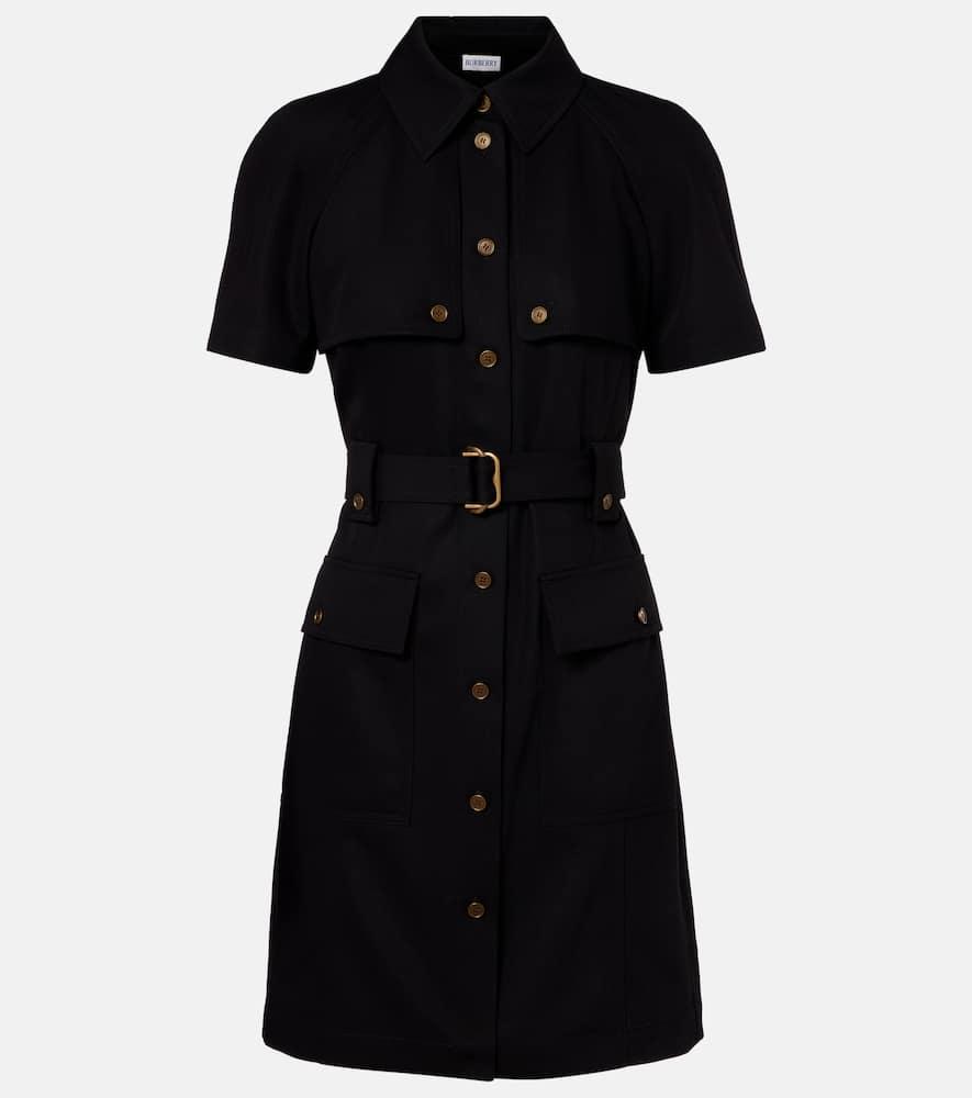 burberry belted wool shirt dress