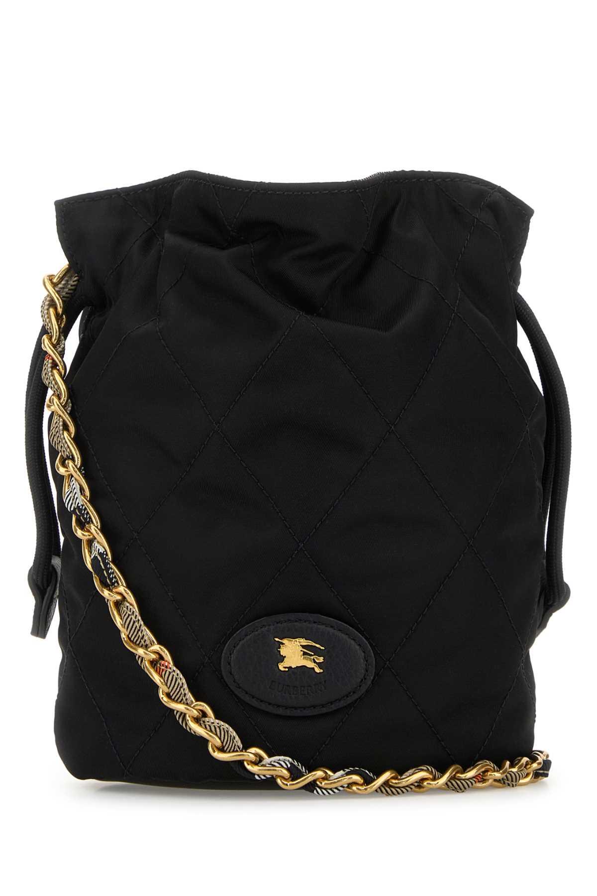 burberry black canvas horseshoe bucket bag