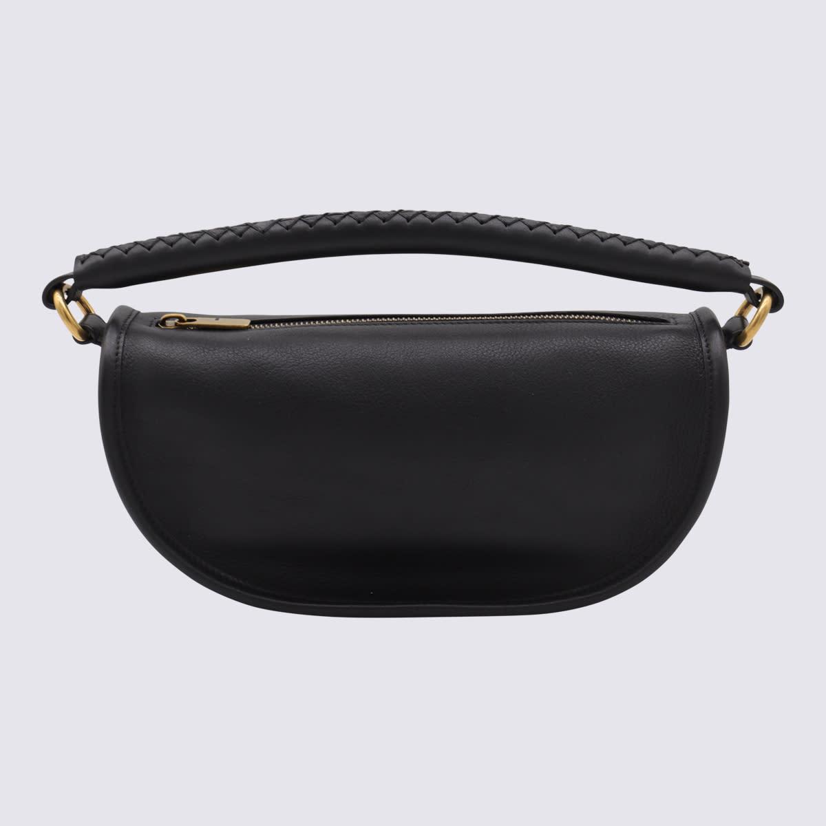 burberry black leather clip shoulder bag