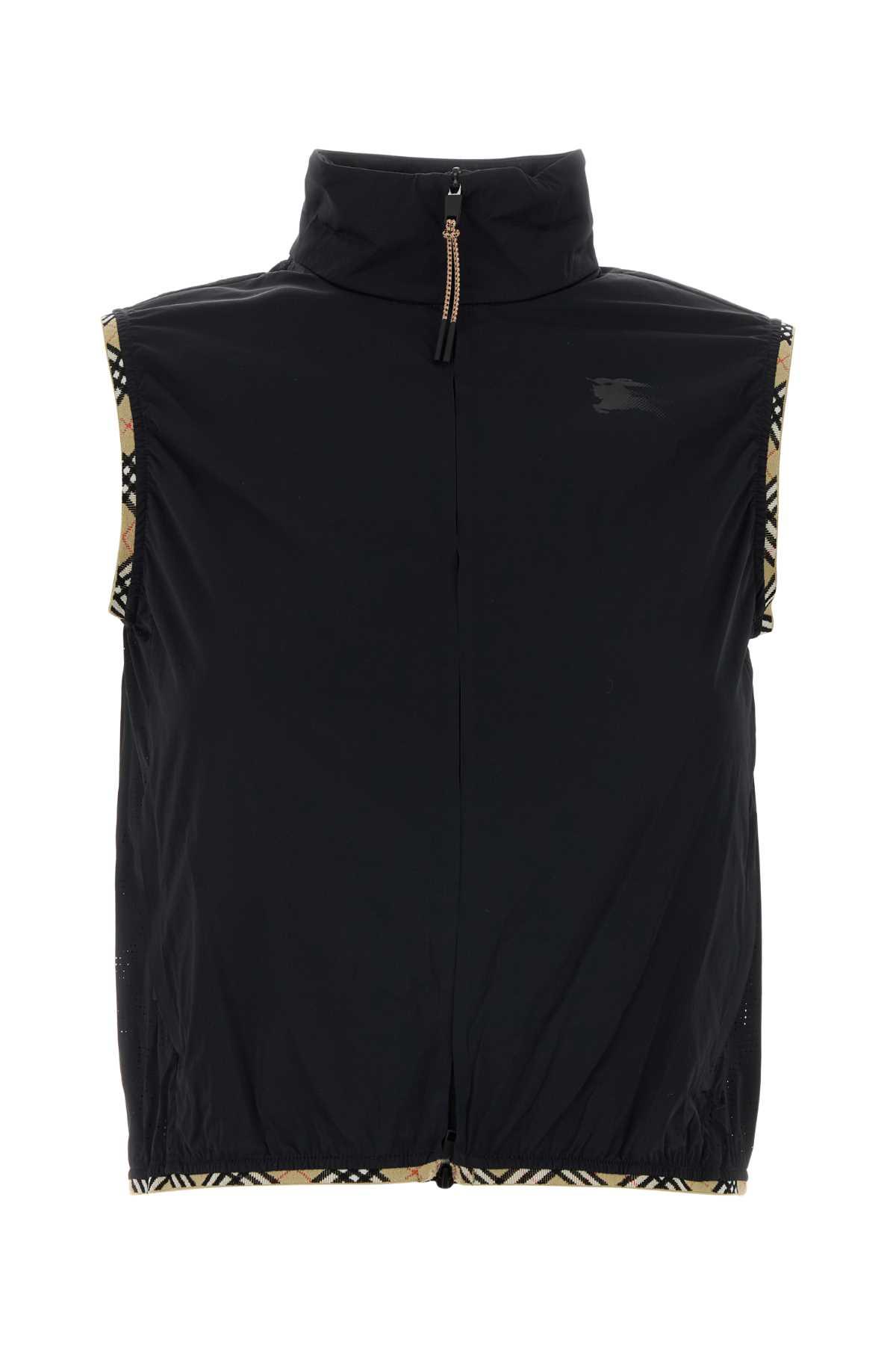 burberry black stretch nylon sleeveless jacket
